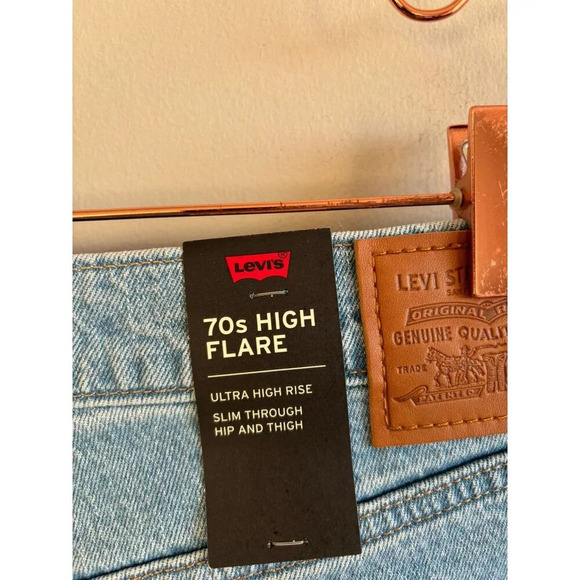 Levi's Premium 702 Mens High Flare Jeans Ultra High Rise Slim Fit Denim Sz 34x32 - Picture 5 of 12